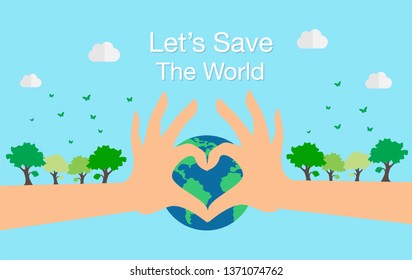 Ecology Concept, Save the world vector illustration
