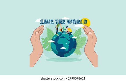 Ecology concept. save world vector illustration