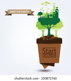 Ecology concept. save world vector illustration.
