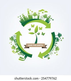Ecology concept. save world vector illustration.