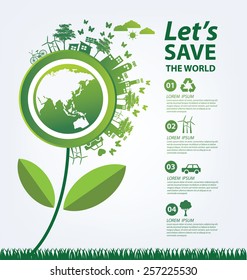 Ecology concept. save world vector illustration.