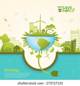 Ecology concept save world vector