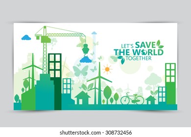 Ecology concept. save world vector illustration.