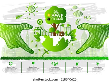 Ecology concept. save world vector illustration