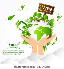 Ecology concept. save world vector illustration