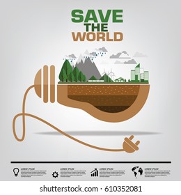 Ecology concept. save world vector illustration.