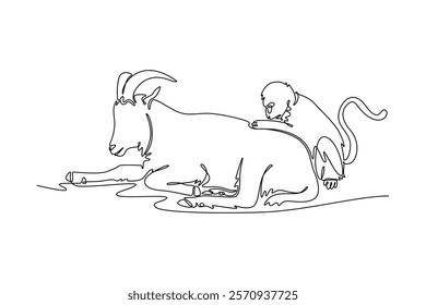 Ecology concept. Single line draw design vector graphic illustration.	