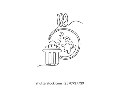 Ecology concept. Single line draw design vector graphic illustration.	