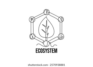 Ecology concept. Single line draw design vector graphic illustration.	