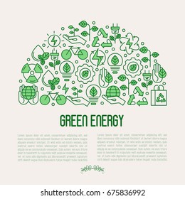 Ecology concept with thin line icons for environmental, recycling, renewable energy, nature. Vector illustration.