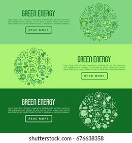Ecology concept with thin line icons for environmental, recycling, renewable energy, nature. Vector illustration.