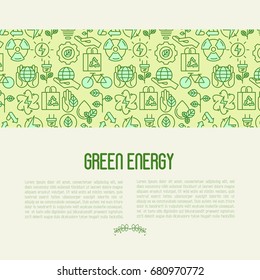 Ecology concept with thin line icons for environmental, recycling, renewable energy, nature. Vector illustration.