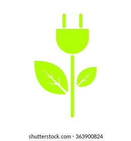 ecology concept with tree and electric plug on white background, green energy, vector illustration