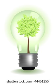 Concepto de ecología: árbol en lámpara, ilustración vectorial