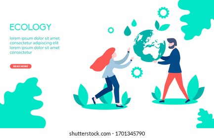 Ecology concept vector flat illustration.
