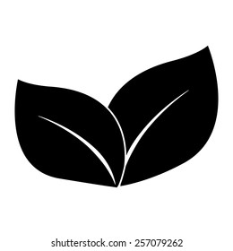 Ecology concept vector icon with leaves - black illustration