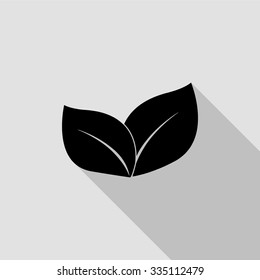 ecology concept vector icon with leaves with long shadow