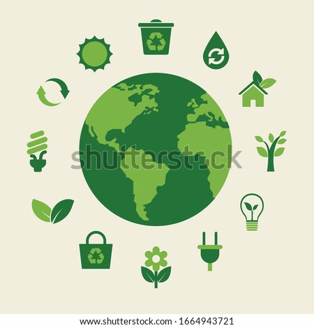 Ecology concept. Vector illustration. Environmental protection infographics template with circles and flat icons. 