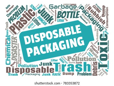 Ecology concept vector illustration. Plastic garbage global problem. Disposable packaging danger. Word cloud