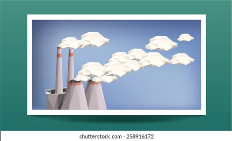 Ecology Concept Vector Illustration in polygon style. City Environment.
