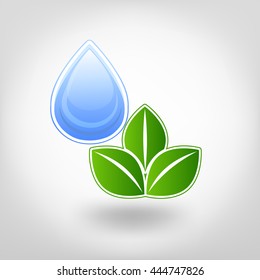 ecology concept water drop with leaf