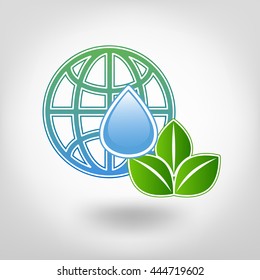 ecology concept water drop with leaves