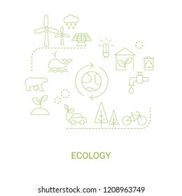 Ecology concept. White background with ecology icons.