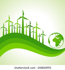 Ecology Concept - wind mill with earth stock vector