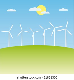 ecology concept: wind-driven generators vector illustration