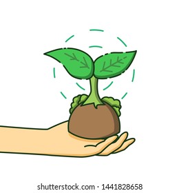 Ecology concept work, The concept of planting trees by hand.