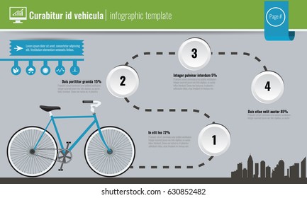 Ecology concept or world environment day concept infographic. Timeline road and bicycle. Vector illustration.