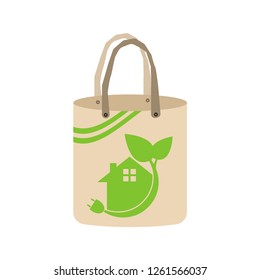 Ecology concept,eco-friendly fabric bag ideas.Vector illustration