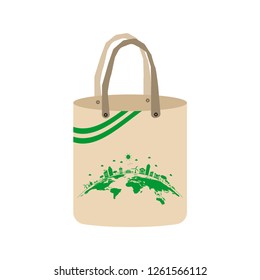 Ecology concept,eco-friendly fabric bag ideas.Vector illustration