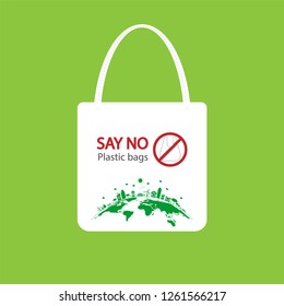 Ecology concept,eco-friendly fabric bag ideas.Vector illustration