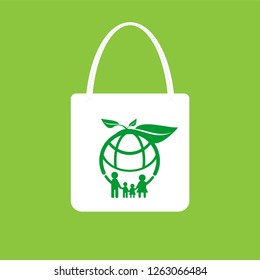 Ecology concept,eco-friendly fabric bag ideas.Vector illustration
