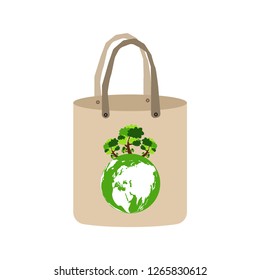 Ecology concept,eco-friendly fabric bag ideas.Vector illustration