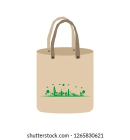 Ecology concept,eco-friendly fabric bag ideas.Vector illustration