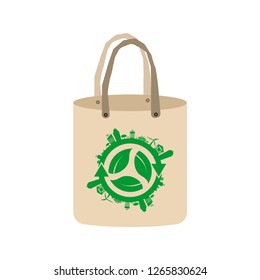 Ecology concept,eco-friendly fabric bag ideas.Vector illustration