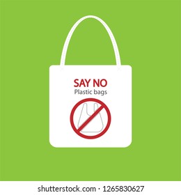 Ecology concept,eco-friendly fabric bag ideas.Vector illustration
