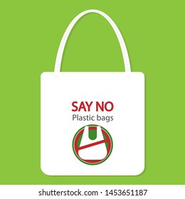 Ecology concept,eco-friendly fabric bag ideas.Vector illustration