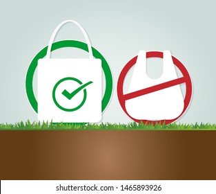Ecology concept,eco-friendly fabric bag ideas.Vector illustration