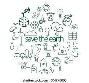 Ecology concept,save earth vector illustration with icons