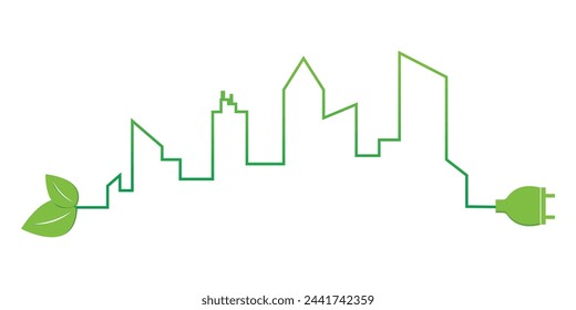 Ecology concept,the world is in the energy saving light bulb green,vector illustration. green eco city