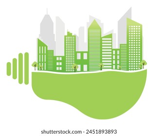 Ecology concept,the world is in the energy saving light bulb green,vector illustration. green eco city