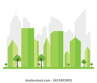 Ecology concept,the world is in the energy saving light bulb green,vector illustration. green eco city