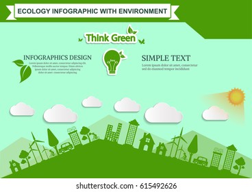 Ecology connection bulb concept background . Vector infographic illustration