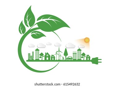 Ecology connection bulb concept background . Vector infographic illustration