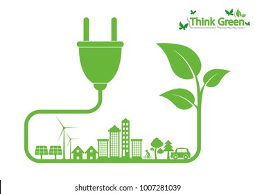 Ecology connection  concept background . Vector infographic illustration
