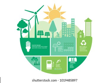 Ecology connection  concept background . Vector infographic illustration