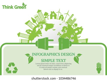 Ecology connection  concept background . Vector infographic illustration
